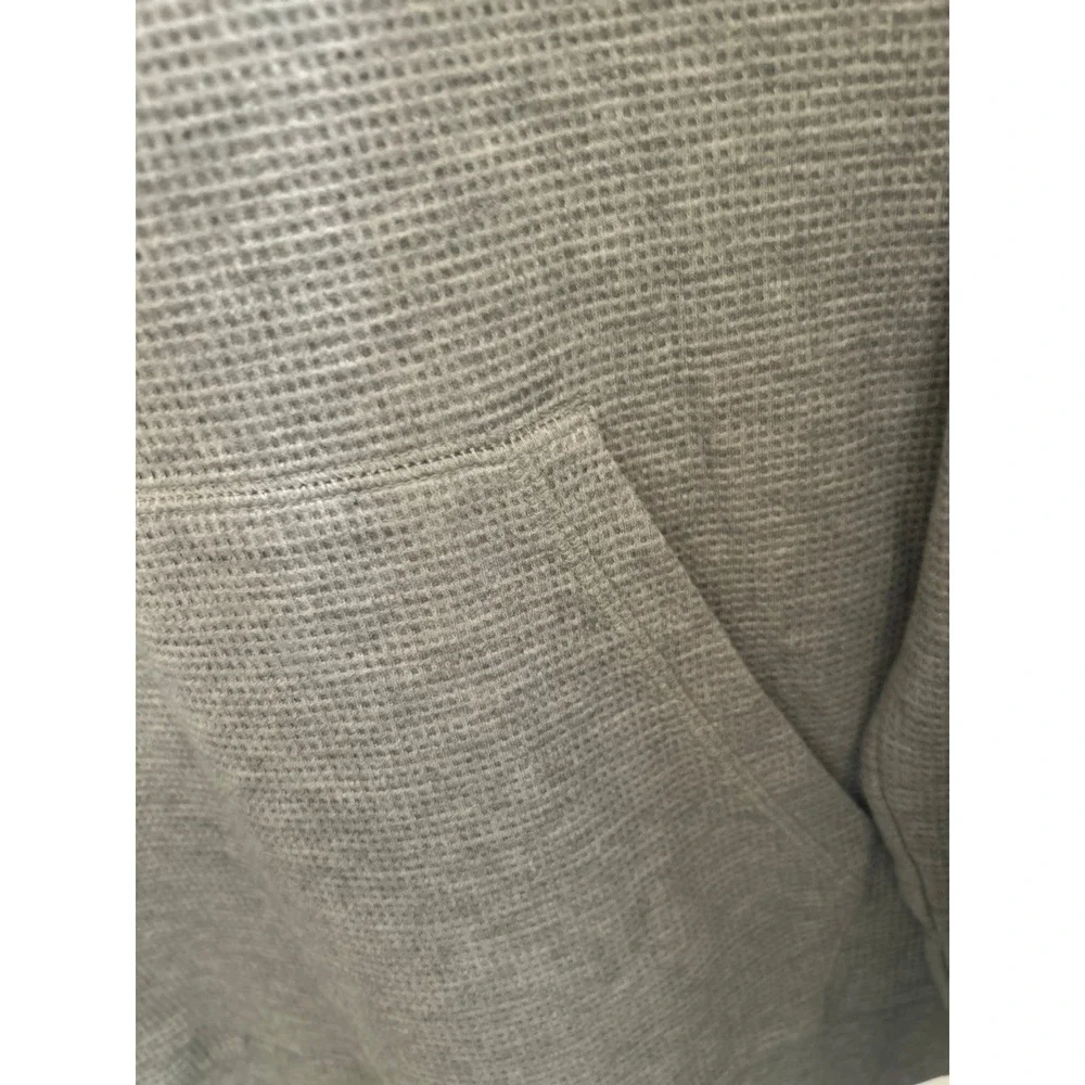 Lands' End men's waffled henley‎ hoodie in grey XLT